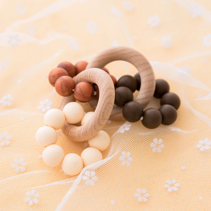 Baby Teethers Beech Wooden Rattles Teething Rodent Tiny Rod Baby Toys Pendant For Newborn Feeding Double 3