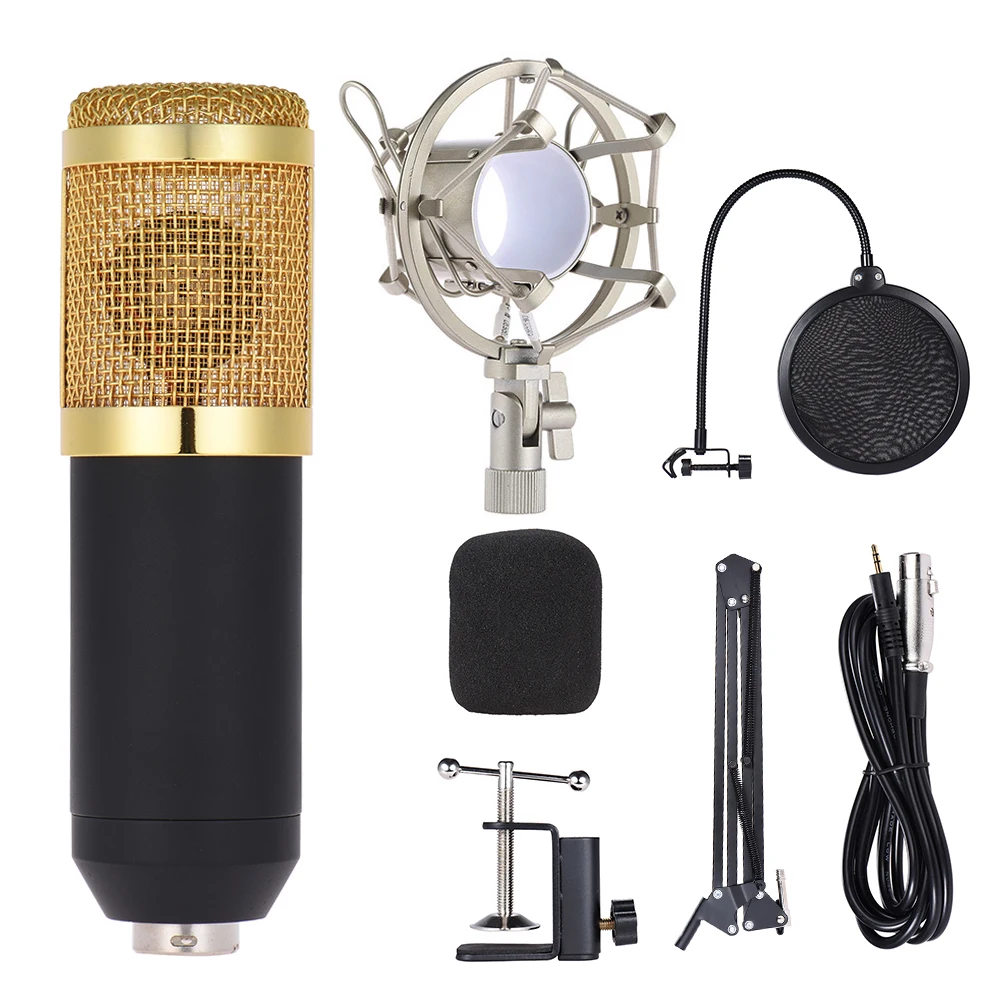 

Professional Studio Broadcasting Recording Condenser Microphone Mic Kit Set 3.5mm with Shock Mount Adjustable
