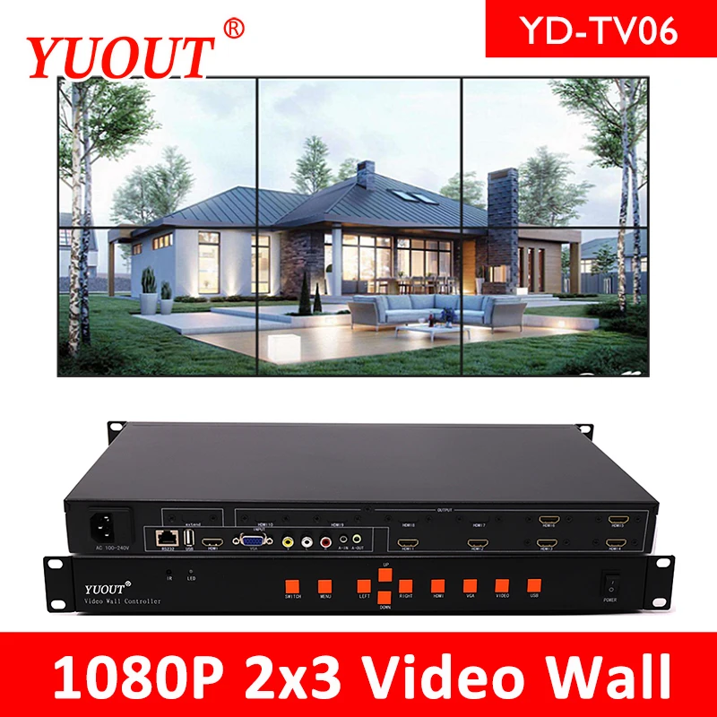 YUOUT YD TV06 процессор изображения с шестью изображениями настенный HDMI видео