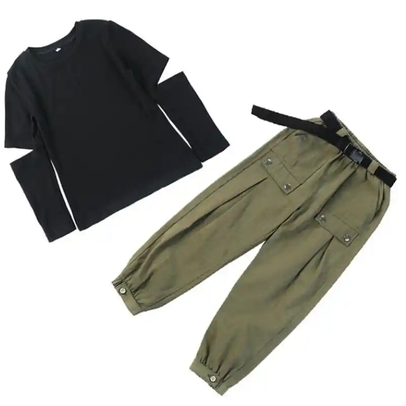 21春の新作の服長袖黒シャツ パンツ2個衣装ための十代の子供服4 5 7 9 11 13 14歳 服セット Aliexpress