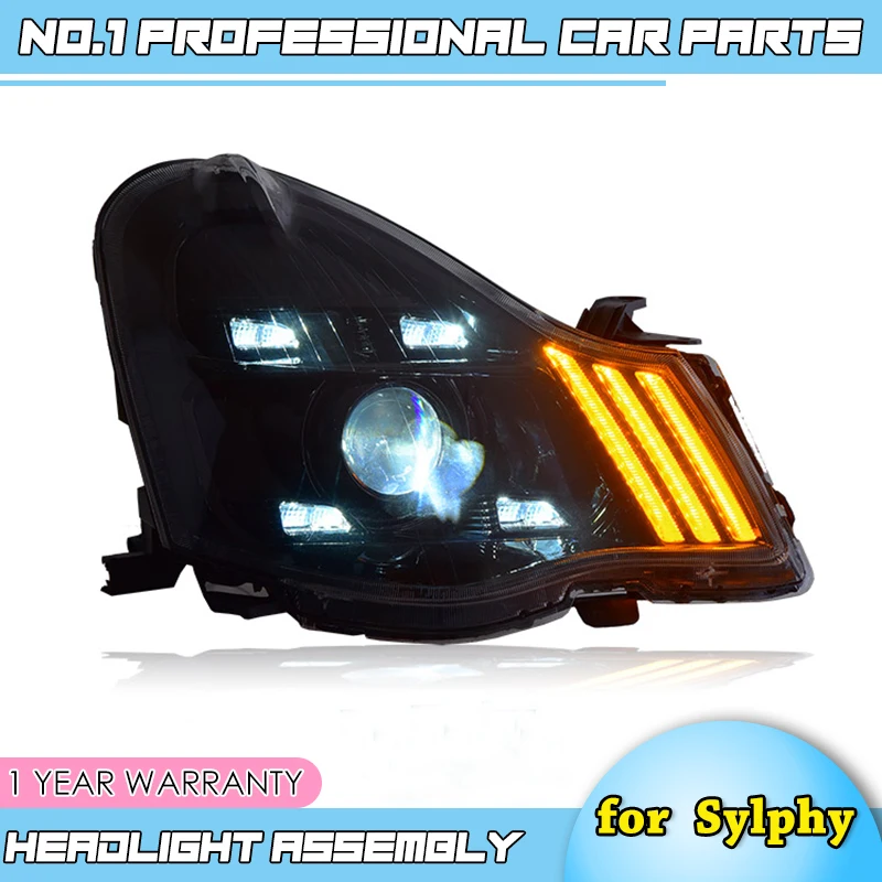 Автомобильный Стайлинг для фар Sylphy 2007-2011 Sentra светодиодный светодиодные дневные ходовые огни на передних фарах Биксеноновые линзы дальнего ближнего света парковки