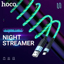 Hoco leucht lade daten kabel für lightning micro usb typ-c usbc bunte led LICHT streamer draht ladegerät schnur beleuchtet