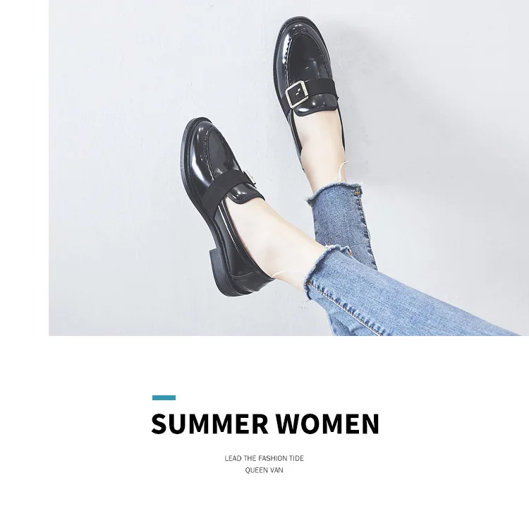2019 г., новая осенняя повседневная обувь в британском стиле в стиле ретро модные тонкие туфли Lok Fu с мягкой подошвой женская обувь с закрытым