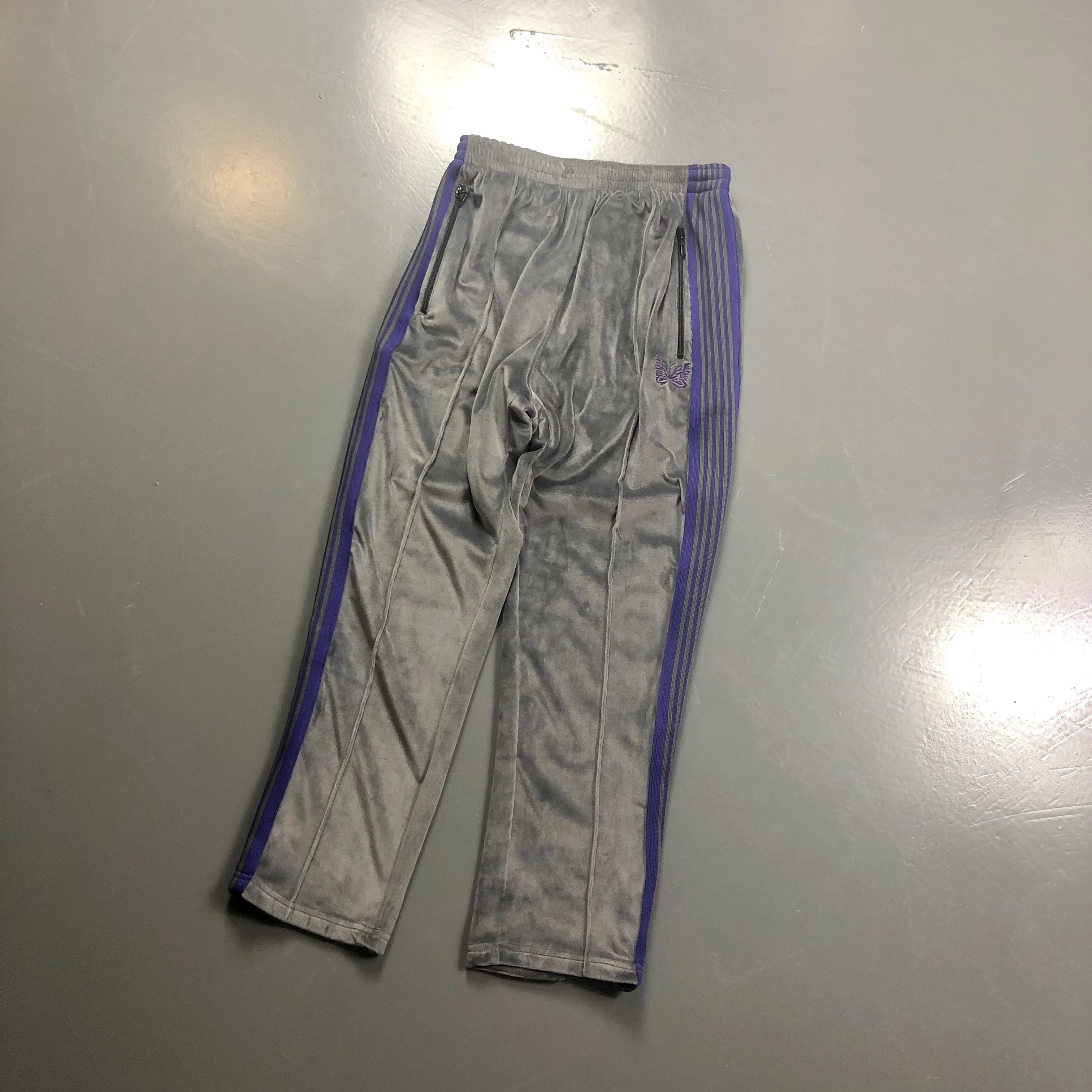 AWGE X Needles брюки мужские женские повседневные AWGE X Needles спортивные штаны 19SS узкие велюровые брюки с вышивкой бабочки
