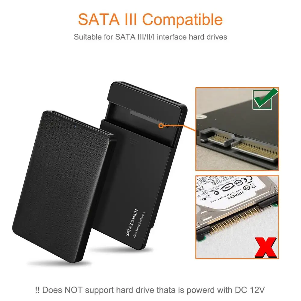 Чехол для жесткого диска 2,5 SATA на USB 3,0, адаптер для жесткого диска, корпус для жесткого диска SSD, коробка для внешнего жесткого диска, корпус для внешнего жесткого диска