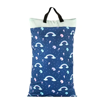 

Portable Printed Travel Hanging Home Waterproof Cloth Diaper Bag Large Capacity Daily Double Zipper Washable Baby Wet Dry