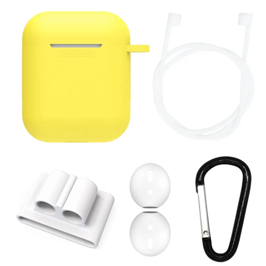 Серый Мягкий силиконовый чехол для Airpods противоударный защитный чехол для наушников Водонепроницаемый Анти-потеря ремешок для гарнитуры аксессуары - Цвет: Серый