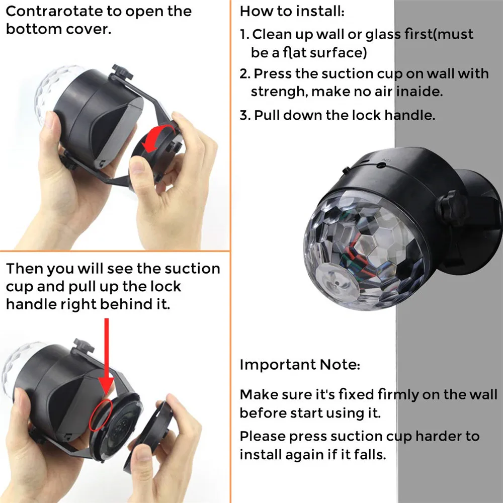 Portable Sound Activated Party Lights Battery Powered/USB Plug in Strobe Stage Par Light for Car Room Dance Parties Xmas Wedding