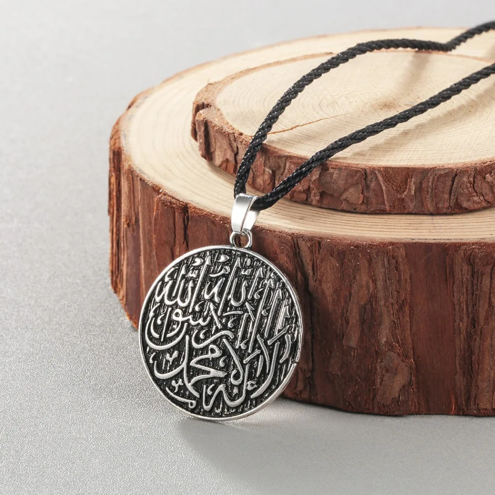 Распродажа! винтажное серебряное мусульманское ожерелье с веревочной цепью, круглая религиозная Подвеска для свитера - Окраска металла: 3