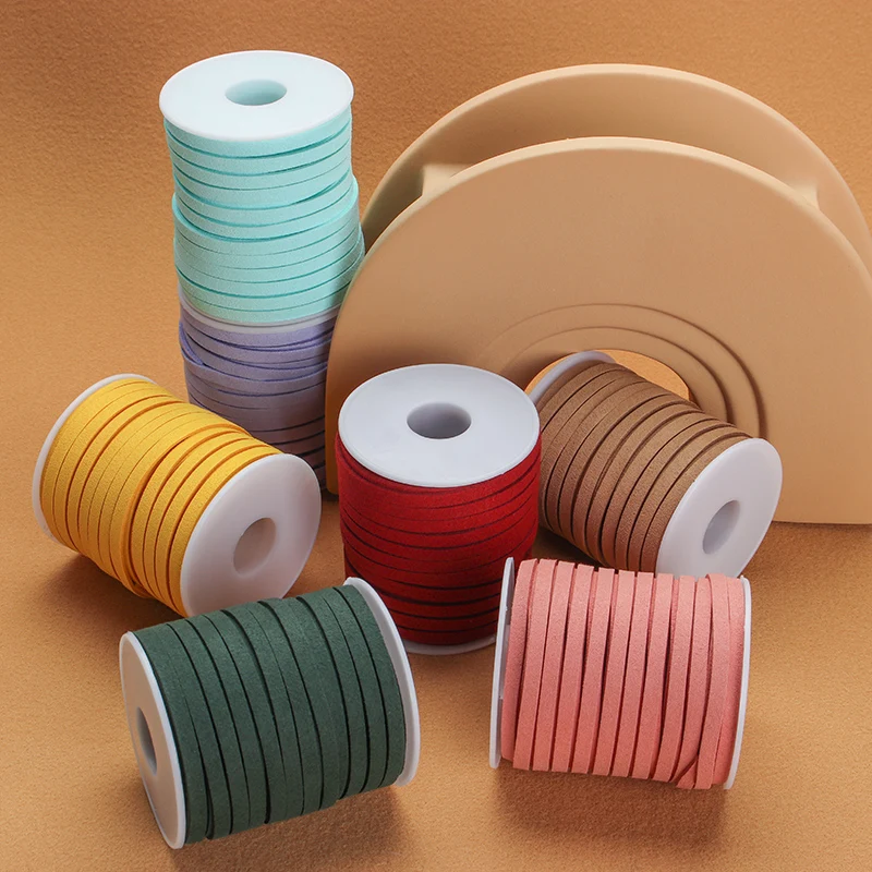 5MM 5yards 19colors Flat Faux Suede Braided Cord Belt Leather Korean Velvet Leather Jewelry Making Diy Handmade Bracelet