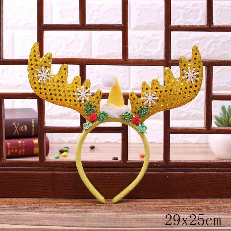 style17-42-yellow Рождественская повязка на голову эльф с Санта-Клаусом и оленем снеговик детский головной убор для взрослых Рождественские украшения Noel Декор Navidad год подарки для детей - Цвет: style17-42-yellow