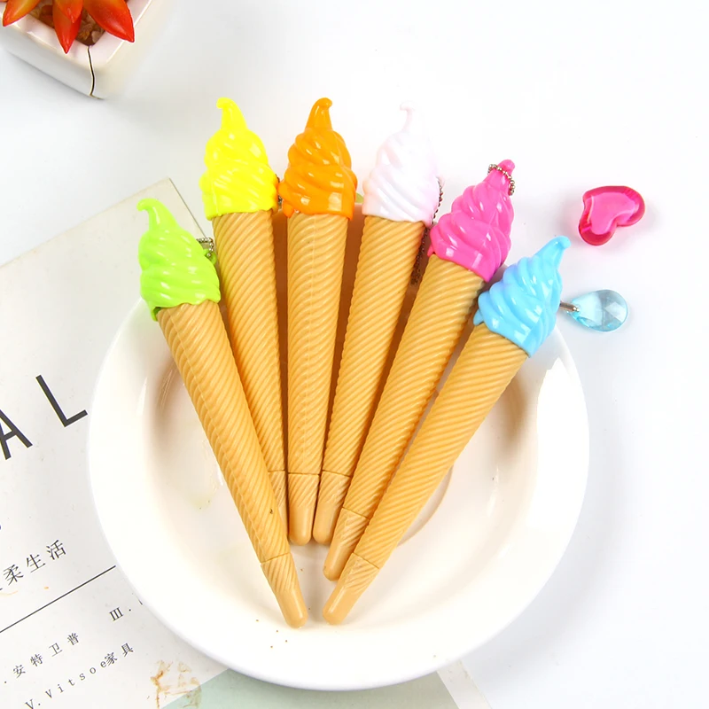 

1pcs Cartoon Ice Cream Style Pen Out of Pencil Case Write Easy and Smooth Pencil Bag Stationery Creative School Supplies