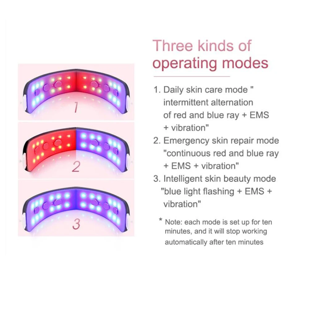 Chin Red Blue LED Photon Therapy Machine V Face Shaping Machine V‑Line Up Lift Belt Face Lifting Slimming Vibration Massage