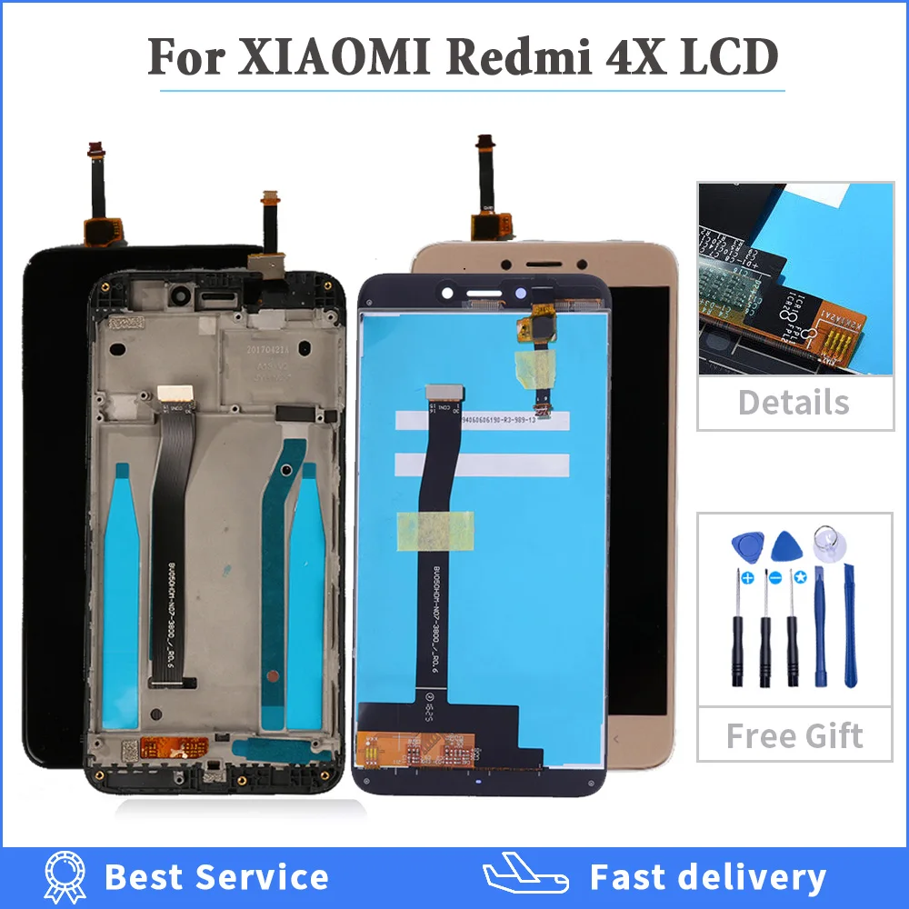 5," ЖК-экран для XIAOMI Redmi 4X Дисплей сенсорный дигитайзер с рамкой для Redmi 4X ЖК-дисплей 4X Pro ЖК-экран lcd