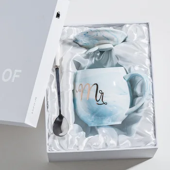 

Marbling Coffee Cups, Couple Mugs, Milk Drinks, Ceramic Cups, Office Cups, Water Cups, Spoons with Lids, Gifts