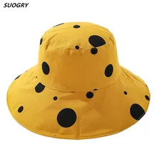 SUOGRY женские летние шляпы с широкими полями, шляпы от солнца, хлопковый верх, плоская женская шляпа в горошек, шляпы с защитой от УФ Кепка