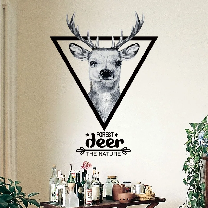 

[shijuekongjian] Nature Forest Deer Wall Sticker PVC Material DIY Animal Decor for Living Room Decoration adesivo de parede