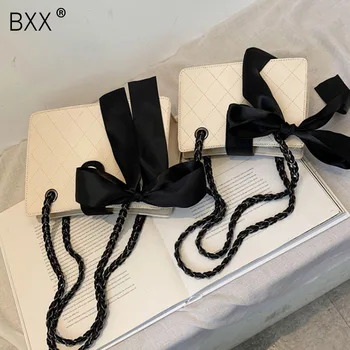 

[BXX] Soft PU Leather Crossbody Bags For Women 2020 Chain Design Shoulder Fashion Simple Bag Lady Lux Handbags Black Bags HP147