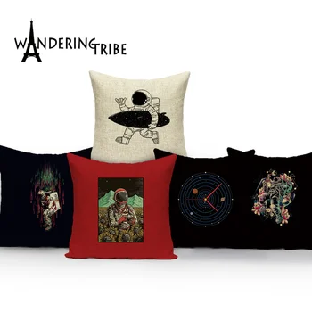 

Cartoon Spacecraft Cushion Cover Astronaut Rocket Decorative Pillows Case for Home Chair Space Pillow Cover Cushions Almofadas