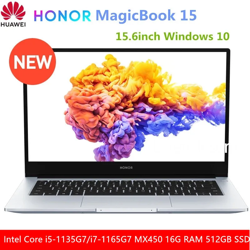 Ноутбук HONOR MagicBook 15 2021 дюйма Intel Core i5-1135G7/i7-1165G7 MX450 16 Гб ОЗУ 6 ГБ PCI SSD Windows 10 Noteboo |