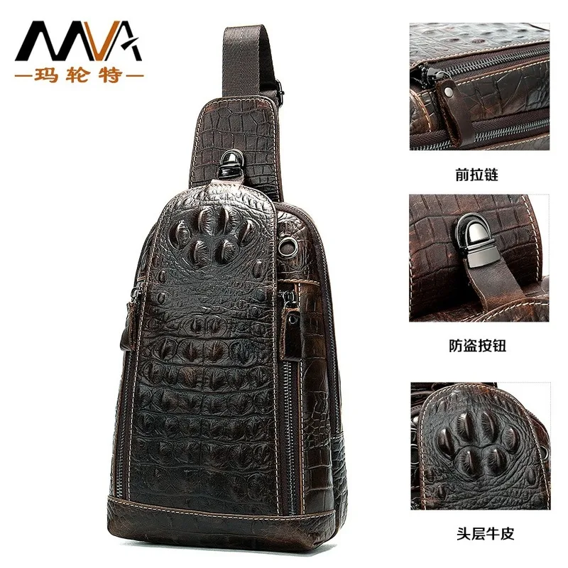 

Bags for Men Chest Bag Crocodile Skin Bag Mens Crocodile Pattern Embossed Leather Men Bags Luxury Business Messenger 2020