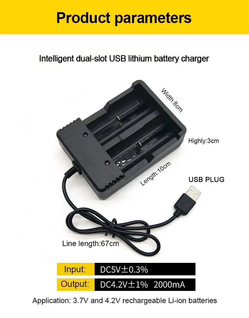 Зарядное устройство VOXLINK 2 слота USB умная зарядка 18650 26650 21700 14500 26500 22650 26700 литий