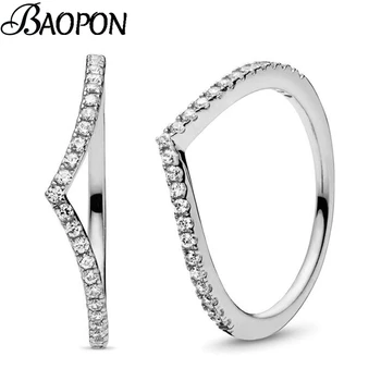 

BAOPON Rose Gold Silver Color Stackable Fine Ring Wishing Bone Finger Ring for Women Wife Wedding Engagement Jewelry Hot Sale