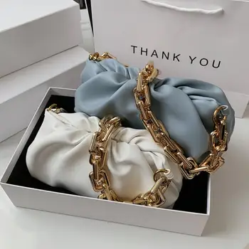 

Elegant Female Netal Chain Tote bag 2020 Fashion New Quality PU Leather Women's Designer Handbag Travel Shoulder bag Armpit bag