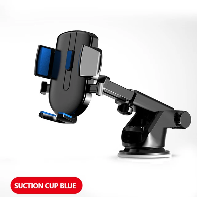 LISM Sucker Car Phone Holder Mobile Phone Holder Stand in Car No Magnetic GPS Mount Support For iPhone 12 11 Pro Xiaomi HUAWEI Blue Sucker Type