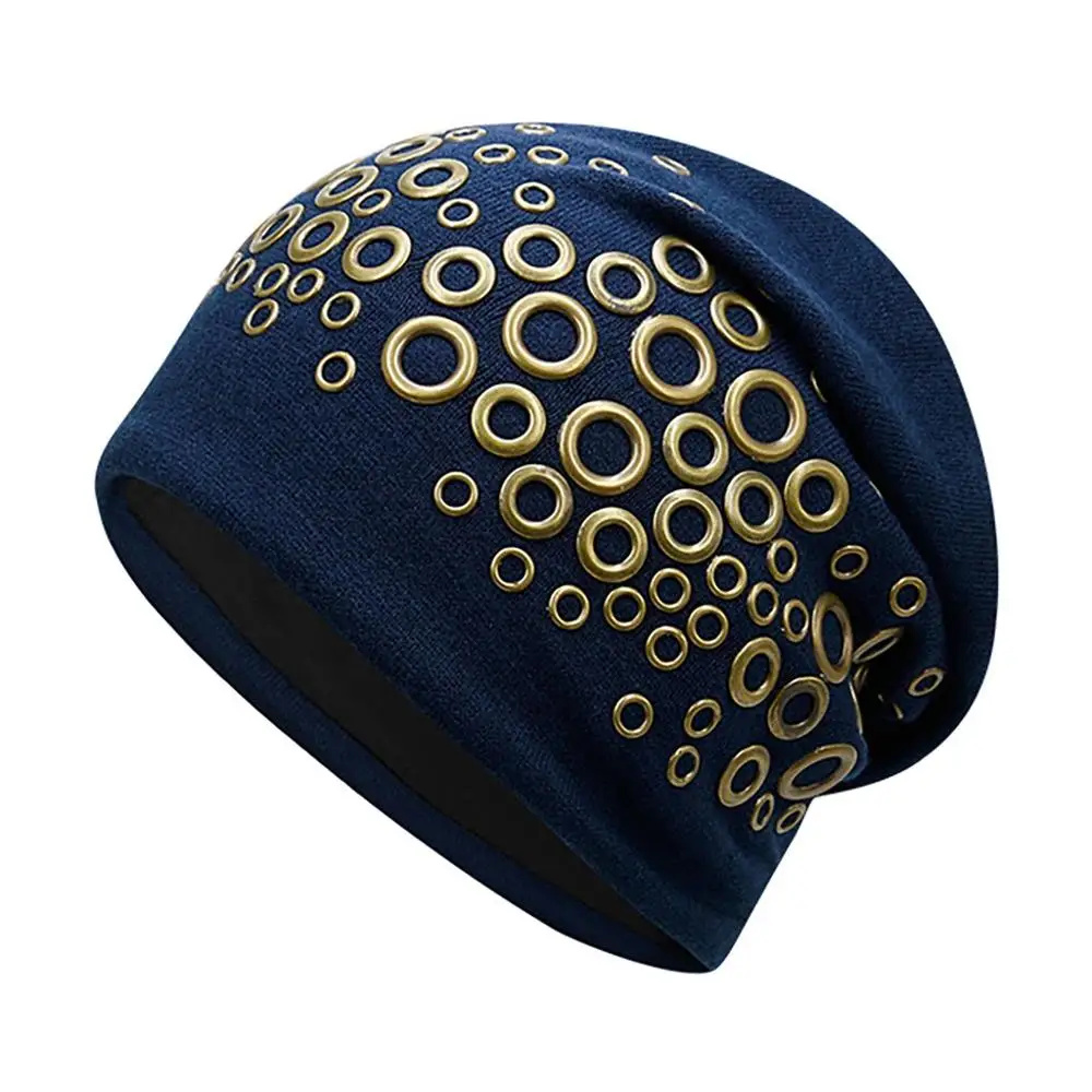 Beanies зимняя шапка унисекс для женщин и мужчин зимняя шляпа вязаная шапка металлический круг конопляющая шерстяная шапка шапочка Muts#2O04 - Цвет: G