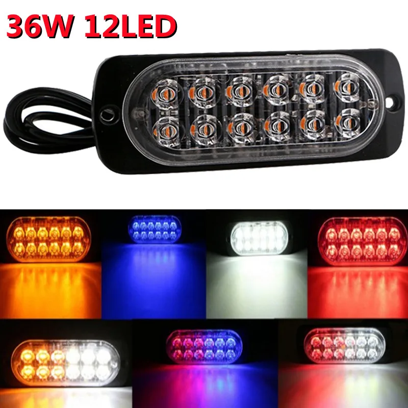 2pcs Ambre 12LED 36W Barre Lumineuse Voiture Camion Signal Warning