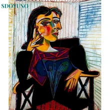 

SDOYUNO Picture By Number Abstract Girl Drawing On Canvas HandPainted Art Gift DIY Oil Painting Figure Kits Home Decoration