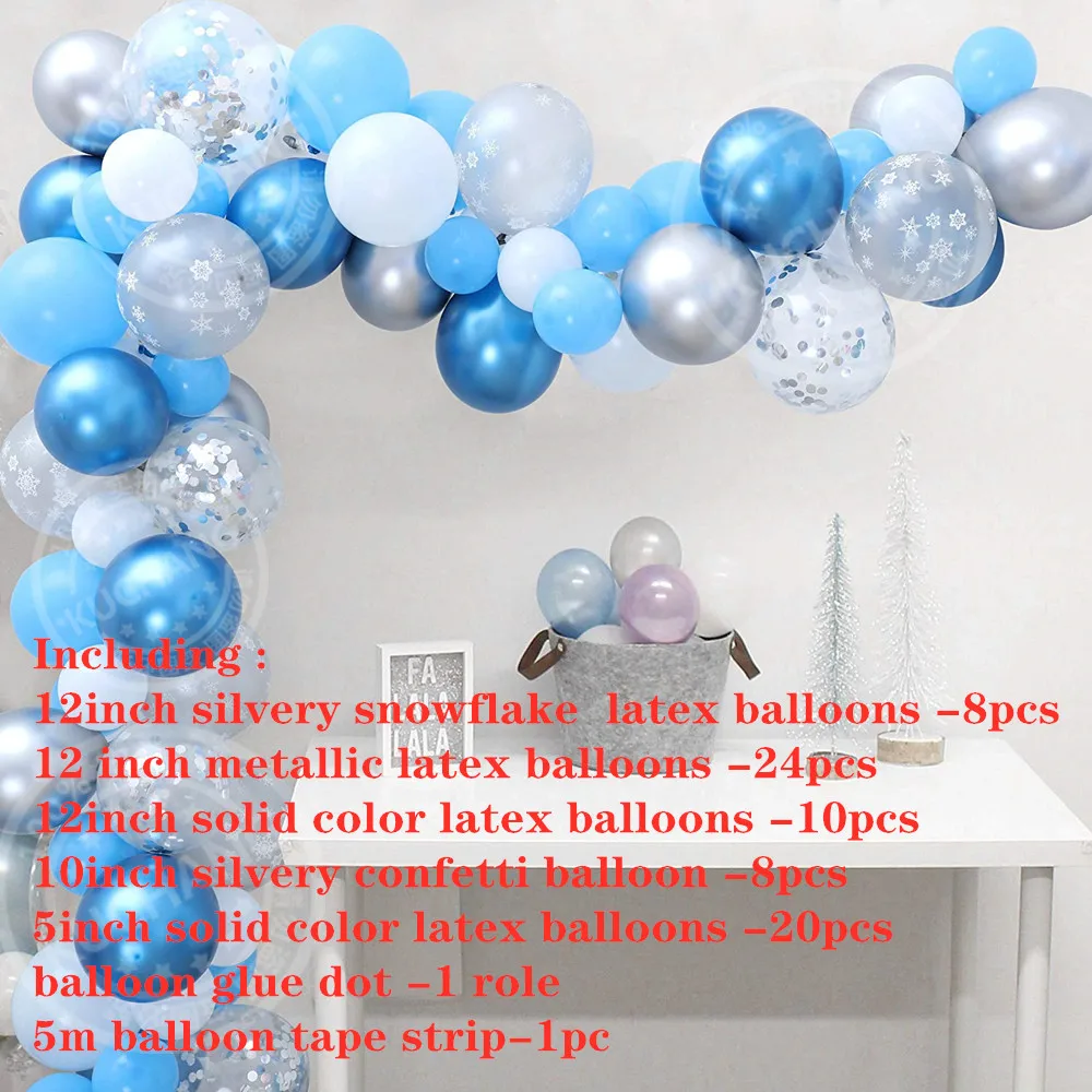 set 2 72pcs/set Snowflake Arch Background Foil Ball Happy Birthday Snow Latex Printed Snow Theme Kid Toy Balls Christmas Wedding decor - Цвет: set 2