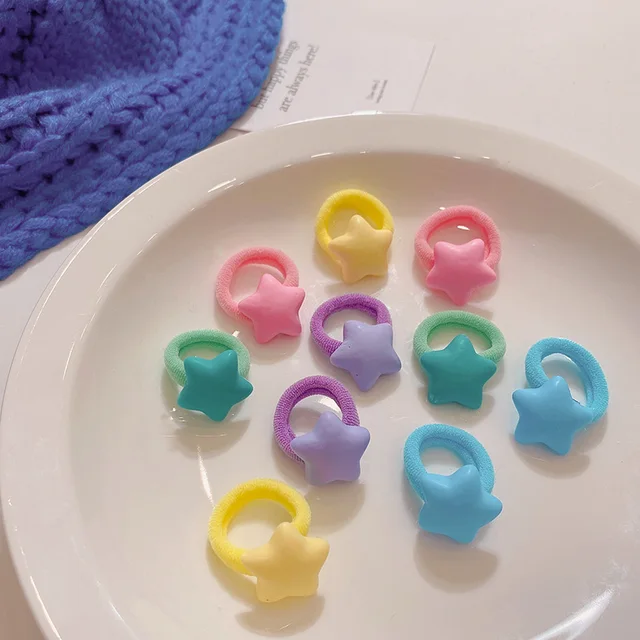 100Psc/Set Lovely Colorful Hair Bands For Girls Nylon Hair Ties Kids Candy Color Elastic Rubber Band Scrunchie Hair Accessories 10pcs