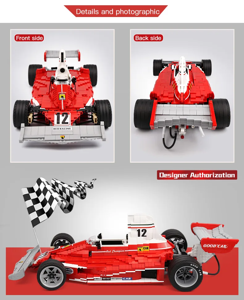 DHL 03023 Techinc автомобиль серии красный F1 хром, Ванадий Набор сборки Модель автомобиля игрушки Дети Рождественские подарки строительные блоки кирпичи