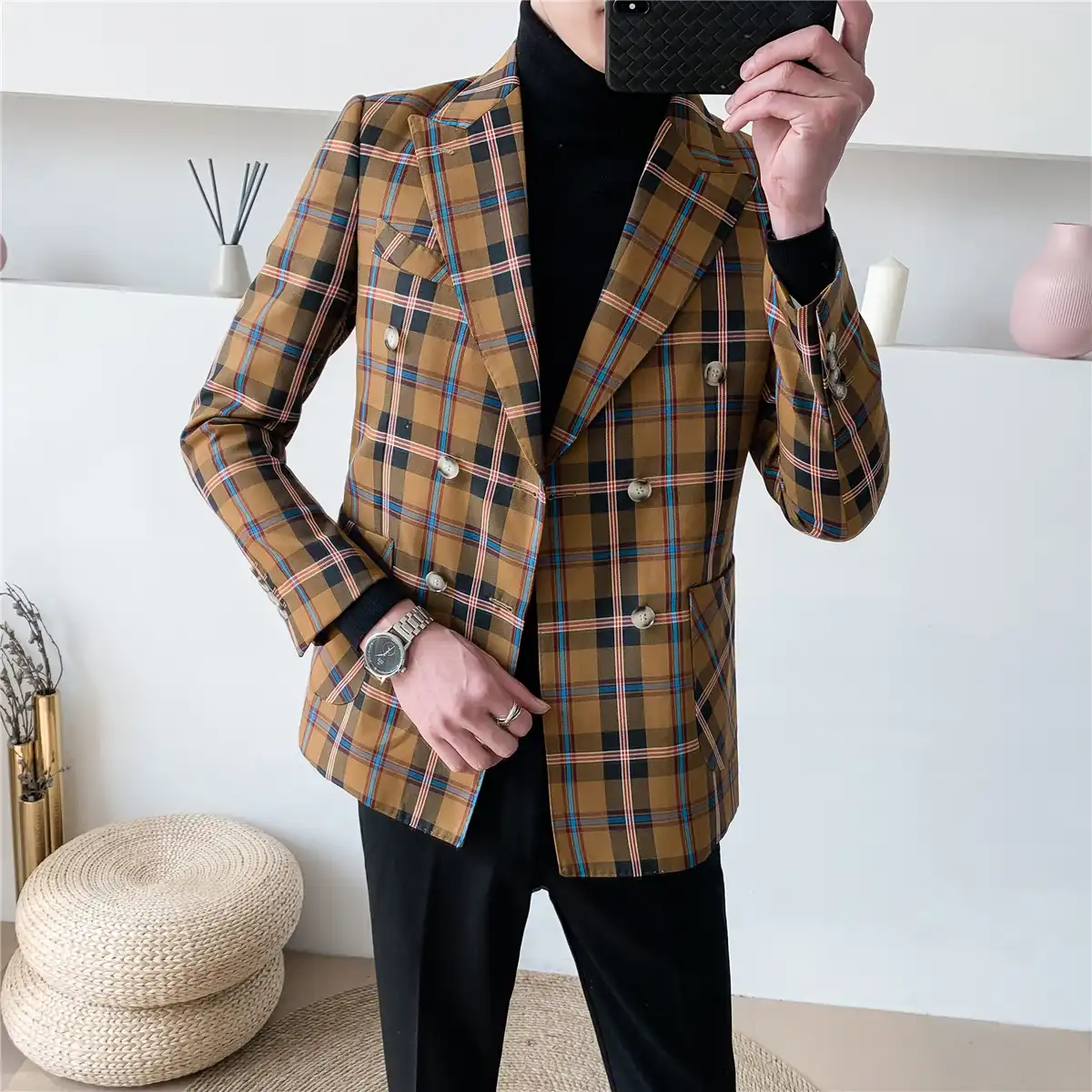 vintage plaid blazer
