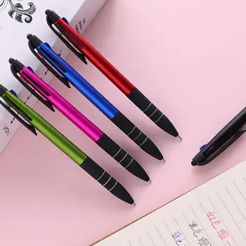 

Stationery Pens Three Color Ball Point Pen Touch The Screen Paint Abrasive Process Rubber Sheath Writing Smoothly Signature Pen