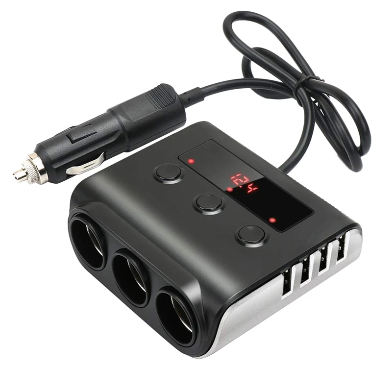 Разветвитель Прикуривателя с 3 розетками 100 Вт 12 В/24 В С 4 USB портами|Зажигалка| |