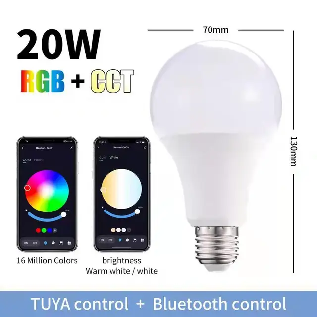 RGB Lamp Bulb LED RGBW  5W/7W/10W/15W/20W Remote Control   Colorful  Changing Home Decorative  Atmosphere  Lamp Bulb Tuya Bluetooth 20W
