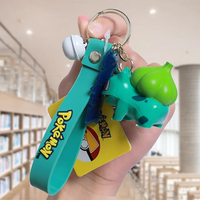 Authentic Pokemon Action Figure Pikachu Keychain Pokémon Keychain Squirtle Psyduck Keychain Backpack Pendant Model Car Keychains Bulbasaur