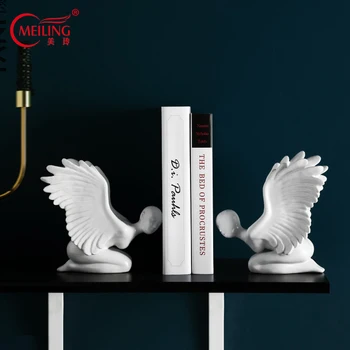 

White Ceramic Angel Figurines Handcrafted Statue Decoration Home Creative Ornaments For Bar Hotel Restaurant Company Shelf Table