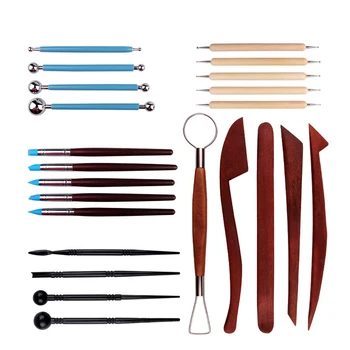 

High Wooden Polymer Clay Ceramics Sculpting Waxing Kit Clay For Modeling Polymorph Pottery Dotting Tools For Mandala Painting