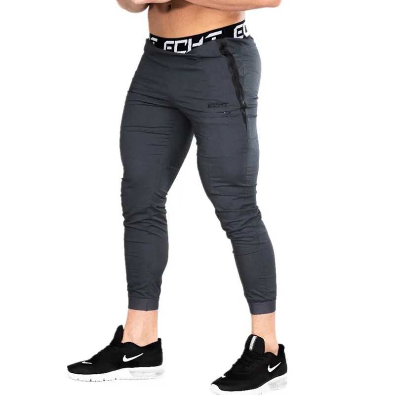 

2019 Mens Running Trousers Men Fit Slim Joggers Compression Sweatpants Quick Dry Tights Jogging Pants Men's Pants Zipper Pocket