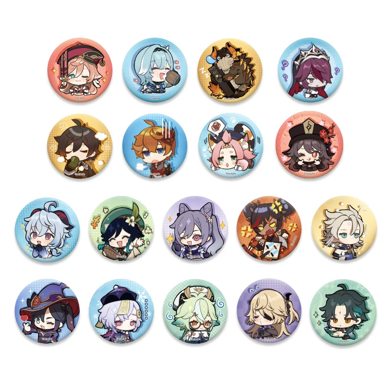 

Genshin Impact Game Fischl Ganyu Keqing Venti Diona Zhongli Yanfei Cute 50mm Metal Badge Brooch Pins