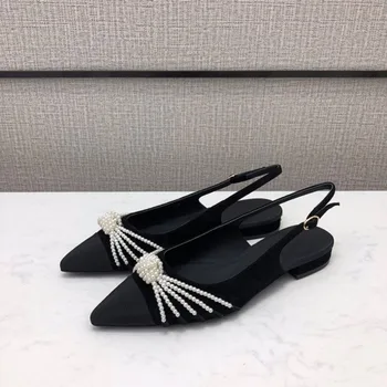 

Pointed Toe low Heels Pumps Spring Summer Brand Design Women Shoes Luxury Beaded Female Pumps
