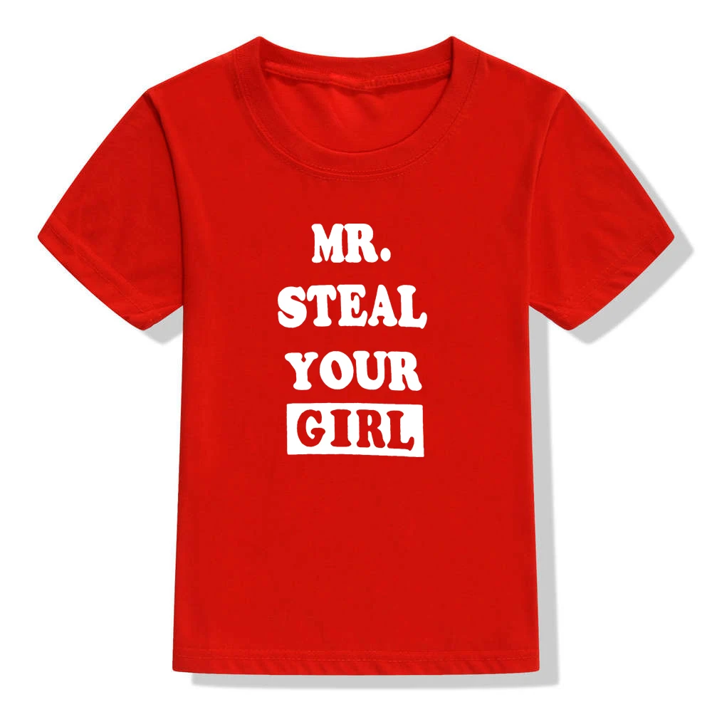 Коллекция года, летняя футболка для мальчиков с надписью «Mr Steal Your Girl» Футболки для маленьких мальчиков, футболка унисекс Детские футболки, детские рубашки для мальчиков модные детские топы - Цвет: 41K6-KSTRD-
