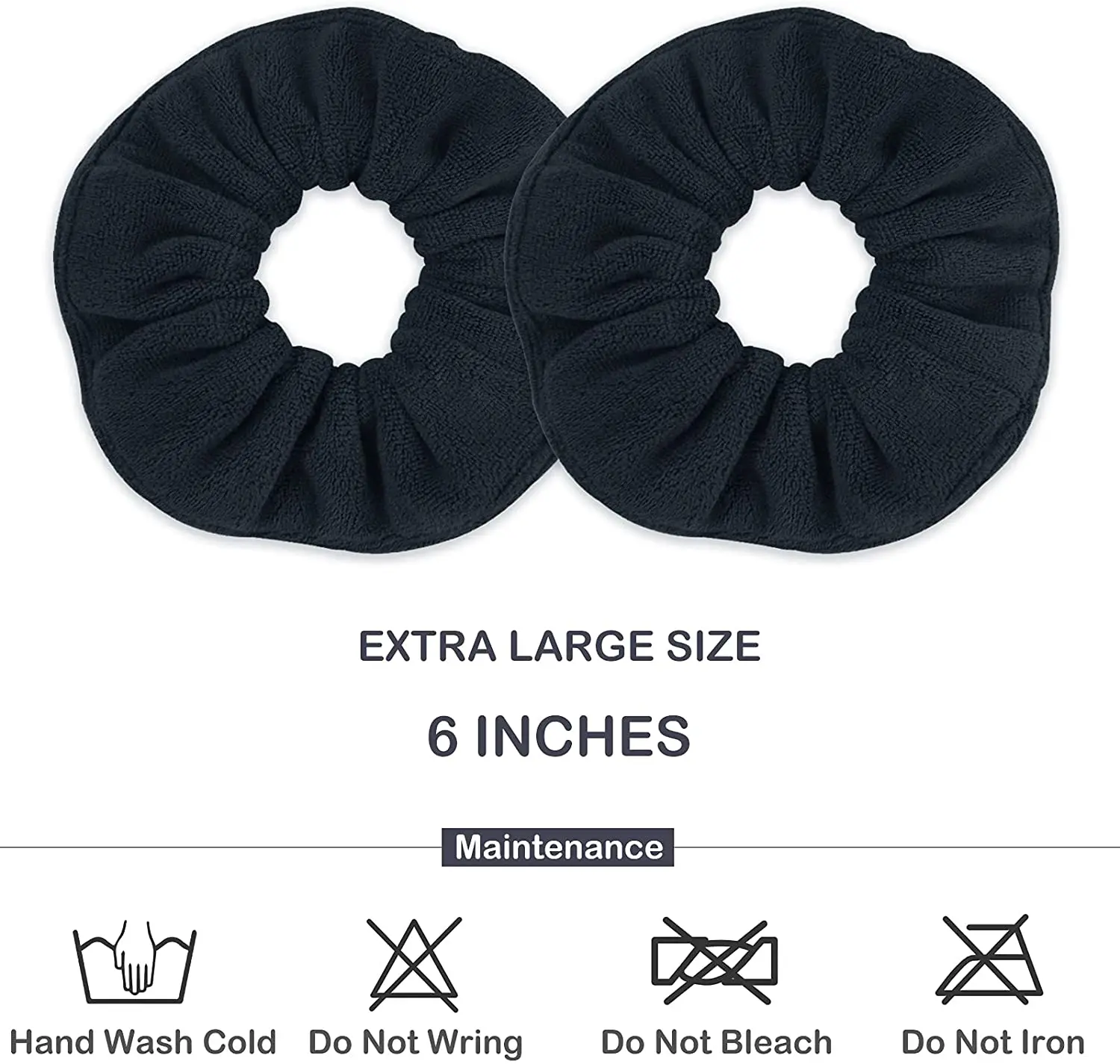 Ultra Soft Microfiber Hair Drying Scrunchies for Frizz Free, Heatless Hair Drying,  Large Thick Ponytail Holder,4 Pack 3