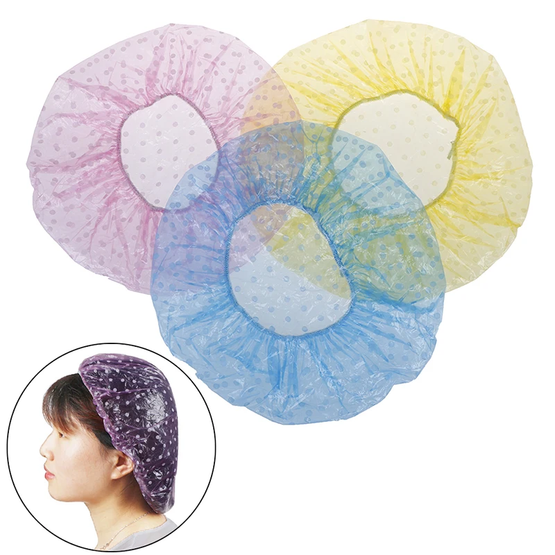 6Pcs Disposable Shower Hat Spa Bathing Accessory Hotel/Hair Salon/Home One-Off Elastic Large Elastic Bathing Cap Women