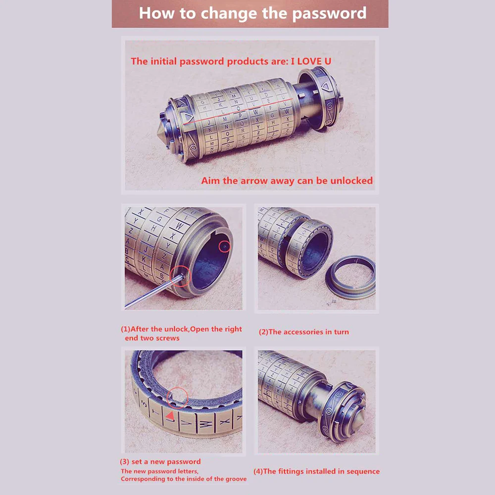 

Hot New Retro Birthday Valentine Gift Box Cylinder Lockbox Code Alphabet Locks