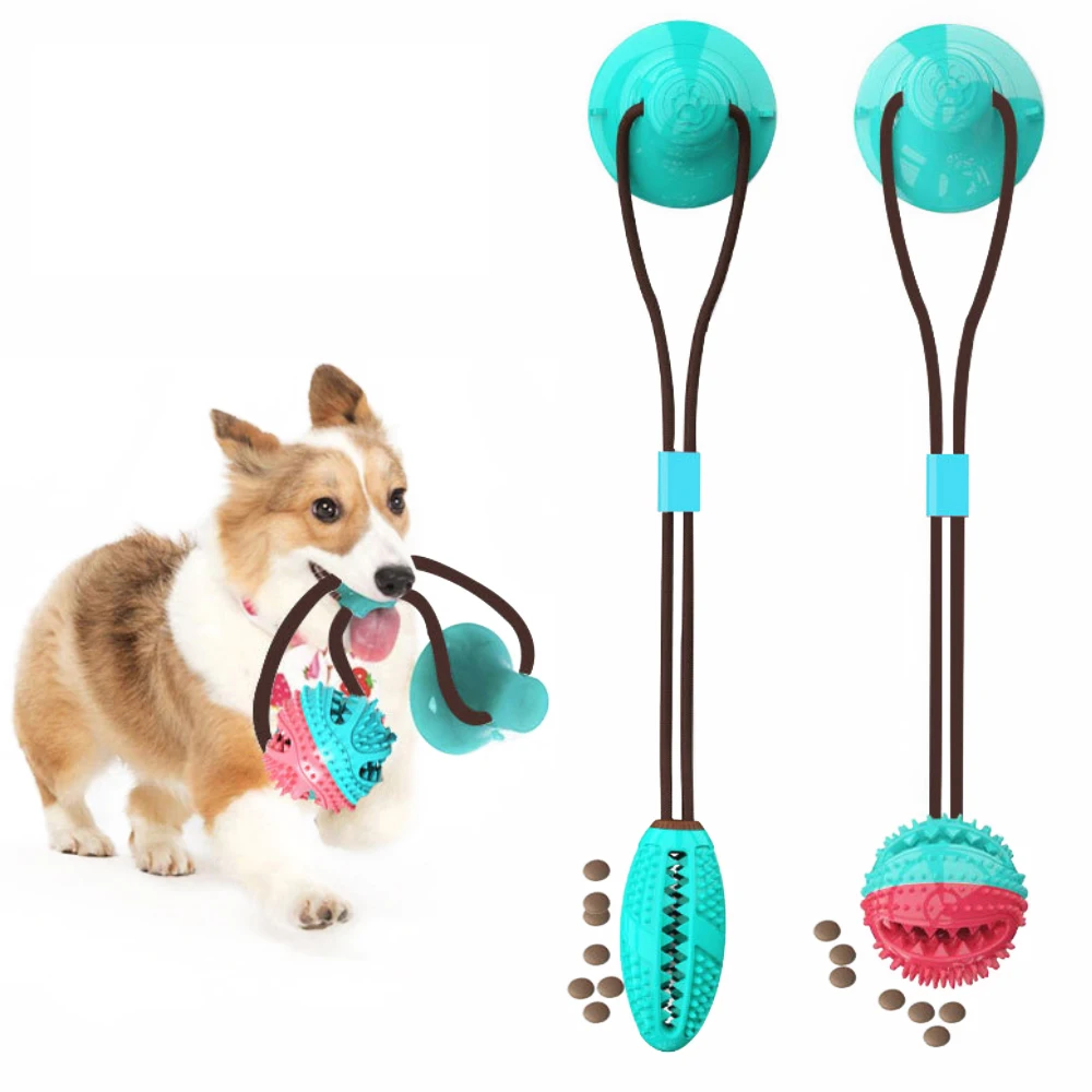 Rubber Bone Dog Chew Toy with Tug Rope -- Great for Active Dogs